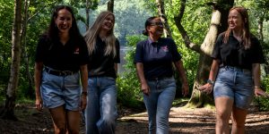 Participants taking part in the Black Country Women’s Aid Cut Out Abuse sponsored walk along a West Midlands canal.